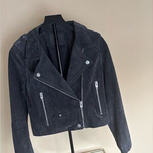 Women's Charcoal Suede Biker Jacket
